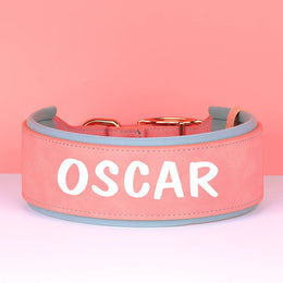 Collier chien personnalisé en cuir rembourré
