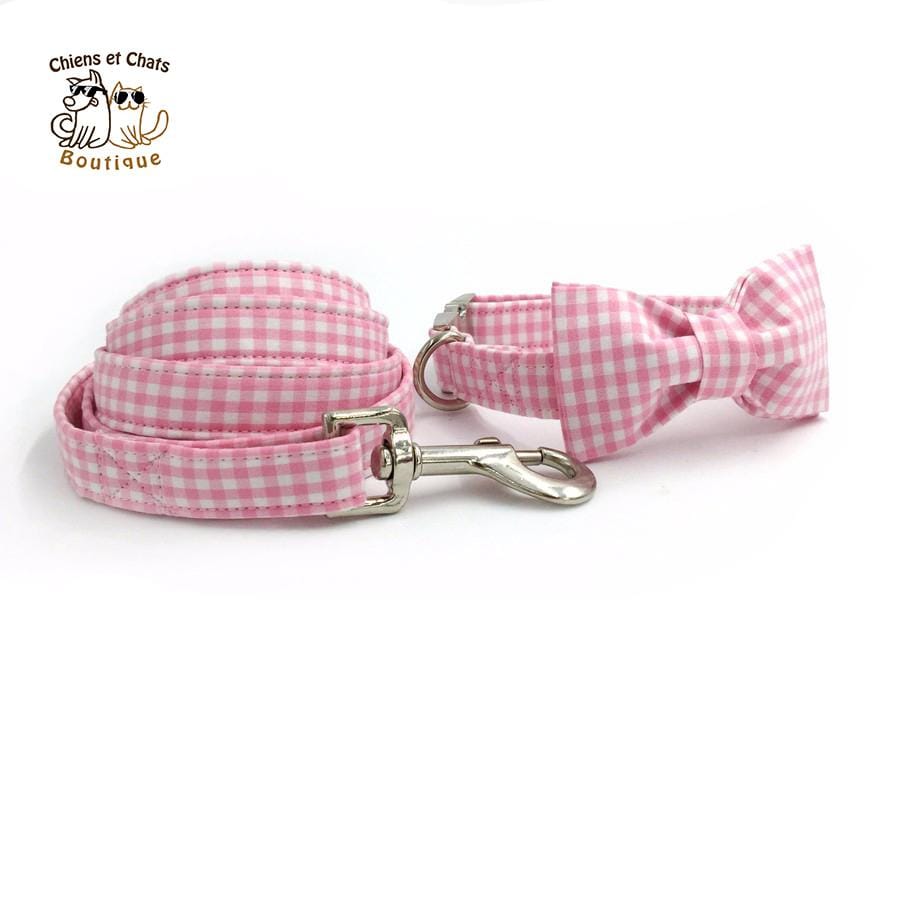 Collection La Vie en Rose : Ensemble Laisse, Collier et Noeud Papillon