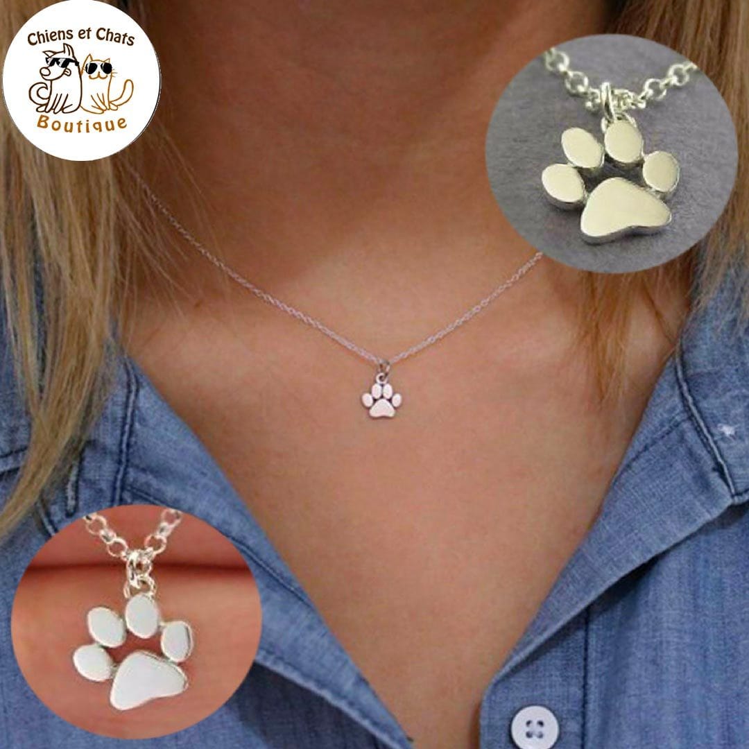 Chaîne et pendentif Empreinte d&#39;Amour Chien et Chat