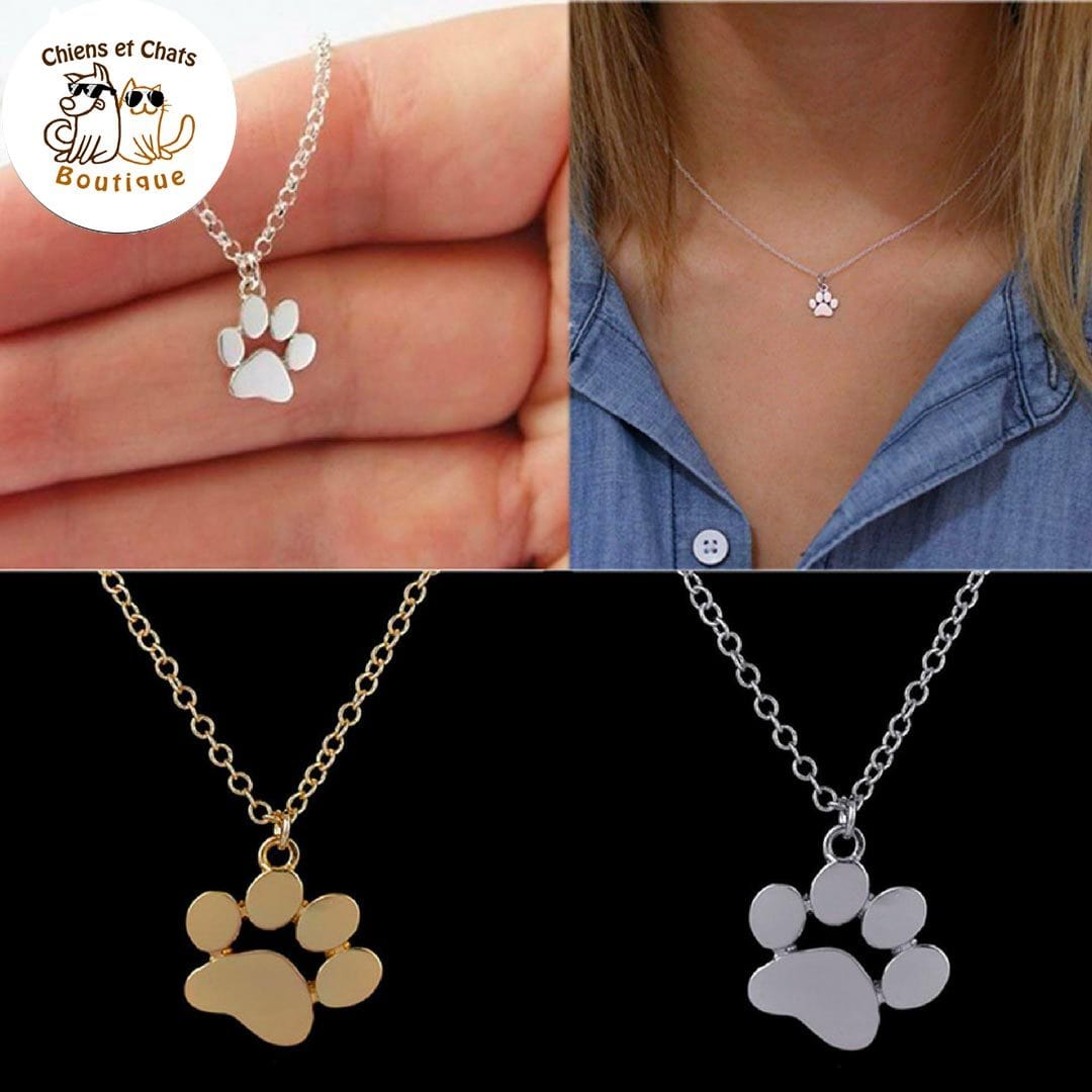 Chaîne et pendentif Empreinte d&#39;Amour Chien et Chat